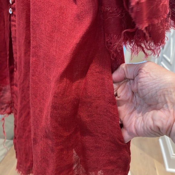 Lorena Lang red linen poet blouse - Picture 6 of 11